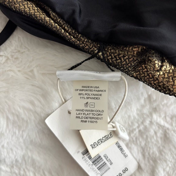 Beach Bunny Pirates Booty High Neck Halter Swim Top Size Large NEW Gold Black - Picture 10 of 12